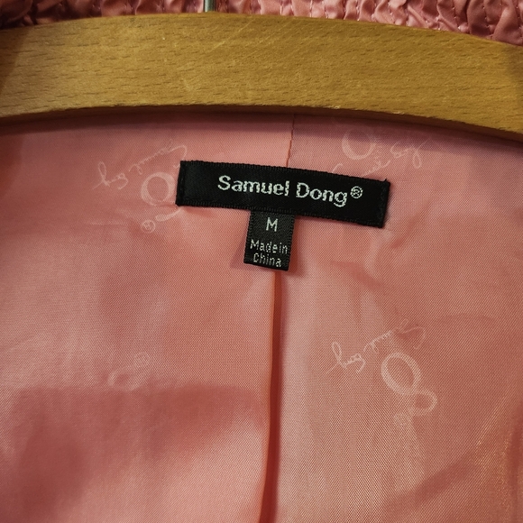 Samuel Dong Crinkled Coral Bomber Jacket Sz M - Picture 3 of 4